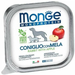 MONGE DOG MONOPROTEIN FRUITS RABBIT suņu konservi Trusis, āboli 150g